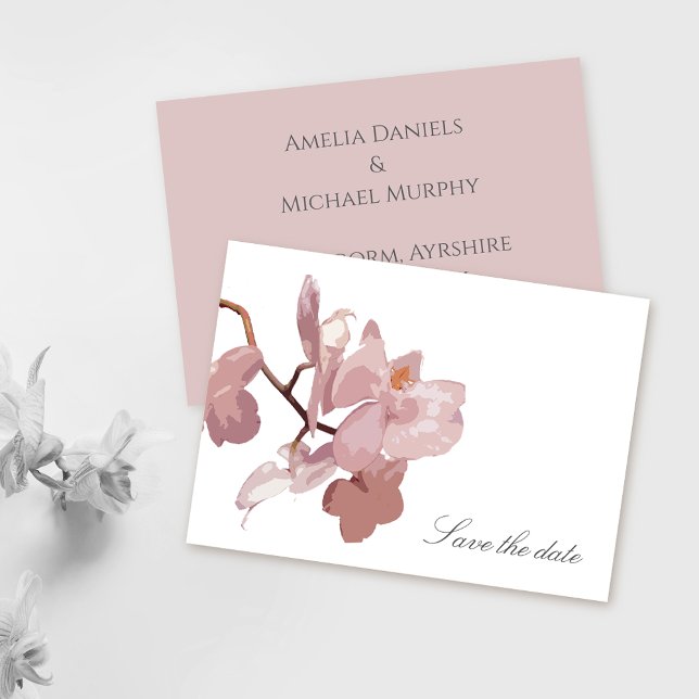 Elegant Dusky Pink Orchid Save the Date (Von Creator hochgeladen)
