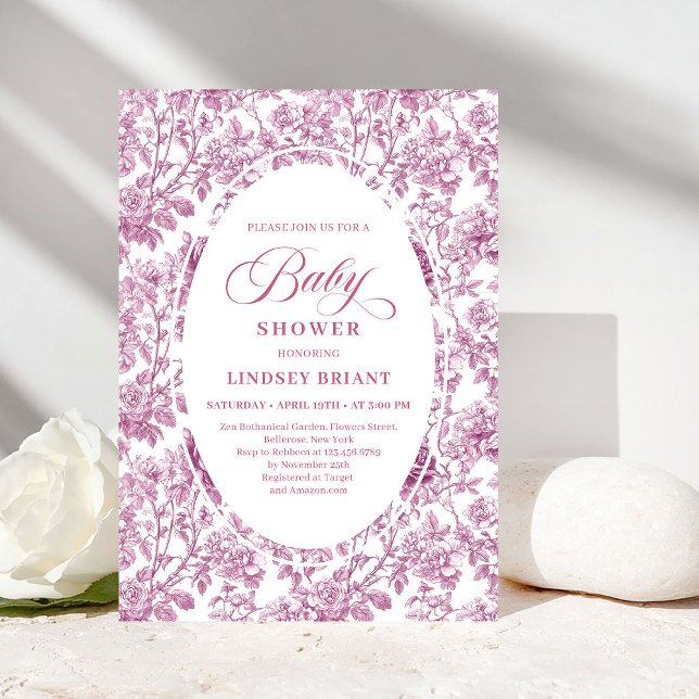 Elegant Dusky Pink Rose Gold Baby Shower Invite Einladung (Elegant Dusky Pink Rose Gold Baby Shower Invitation)