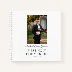 Elegant Dust Blue First Communion Gästebuch Notizbuch