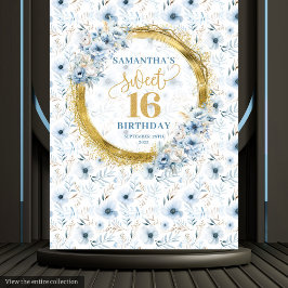 Elegant Dusty Blue 16 . Geburtstag Gold Glitzer Wandteppich