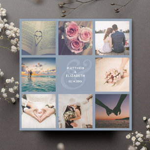 Elegant Dusty Blue Ampersand Foto Collage Wedding Save The Date