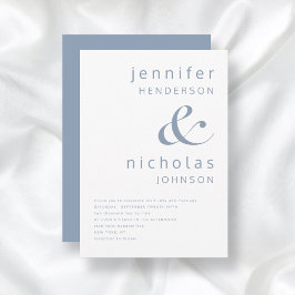 Elegant Dusty Blue Ampersand Wedding Einladung