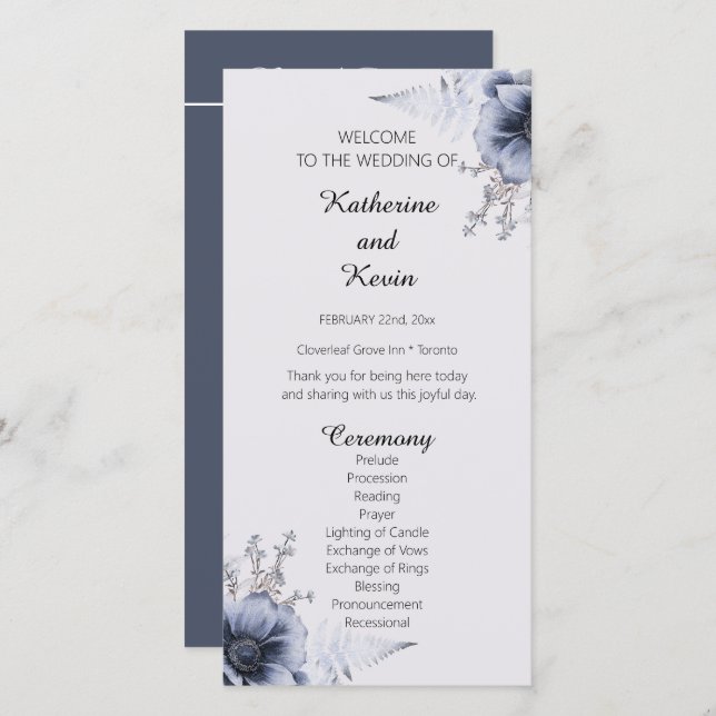 Elegant Dusty Blue and White Floral Wedding (Vorne/Hinten)