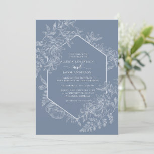Elegant Dusty Blue and White Floral Wedding Einladung