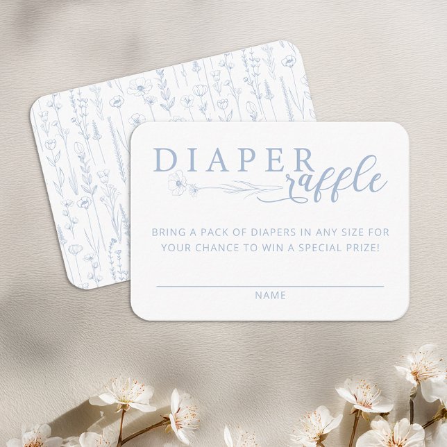 Elegant Dusty Blue Baby Shower Diaper Raffle Begleitkarte (Dusty Blue Diaper Raffle)