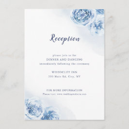 Elegant dusty Blue Blues Hochzeitsempfang Begleitkarte