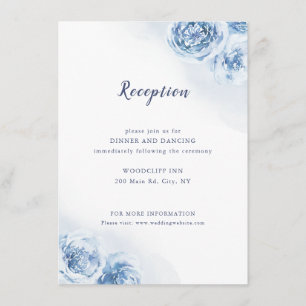 Elegant dusty Blue Blues Hochzeitsempfang Begleitkarte