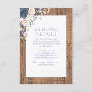 Elegant dusty Blue Blush Rustikale Holzdetails Begleitkarte