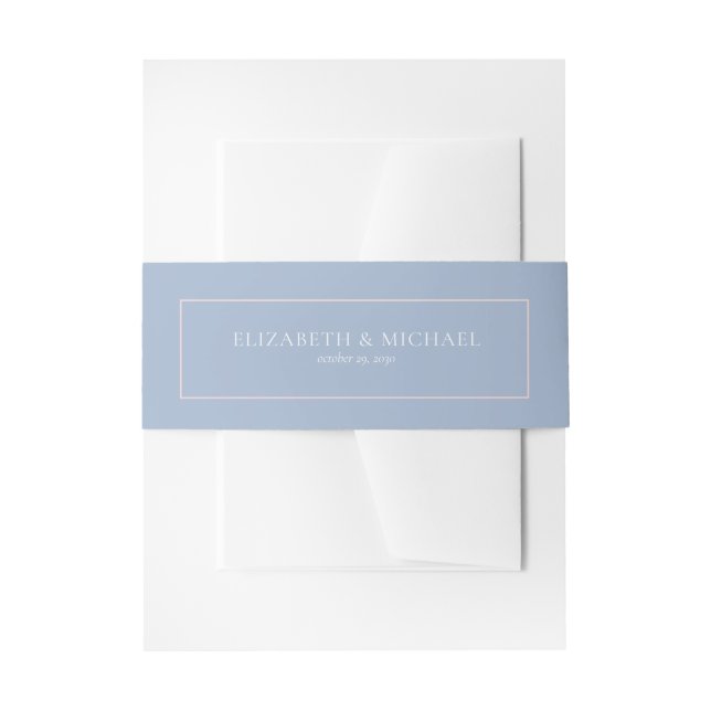 Elegant Dusty Blue Blush Wedding Einladungsbanderole (Vorderseite Beispiel)