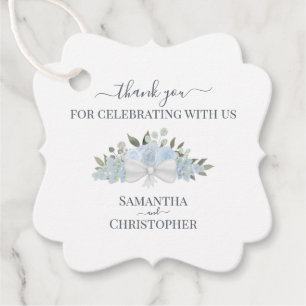 Elegant Dusty Blue Boho Rose Wedding Vielen Dank Geschenkanhänger