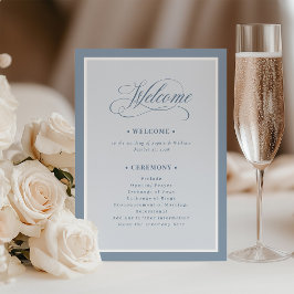 Elegant Dusty Blue Border | Luxe Wedding Welcome Programm
