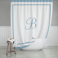 Elegant Dusty Blue Border Script Monogram Letter