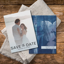 Elegant Dusty Blue Botanica & Foto Save the Date