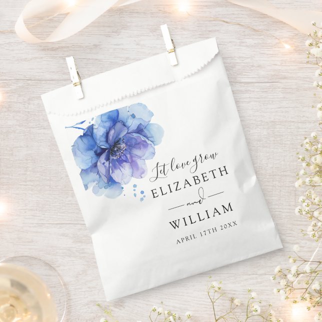 Elegant Dusty Blue Botanical Blume Seed Wedding Geschenktütchen (Ausgeschnitten)