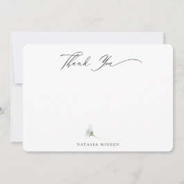 Elegant Dusty Blue Botanical Floral Vielen Dank Mitteilungskarte