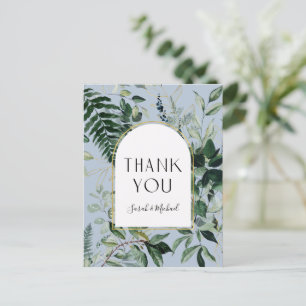 Elegant Dusty Blue Botanical Foliage Vielen Dank Postkarte
