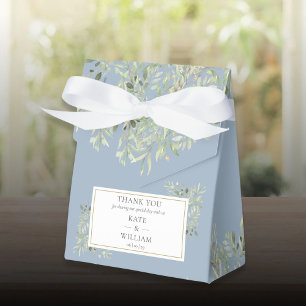 Elegant Dusty Blue Botanical Greenerity Wedding Geschenkschachtel