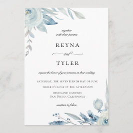Elegant Dusty Blue Botanical Wedding Einladung