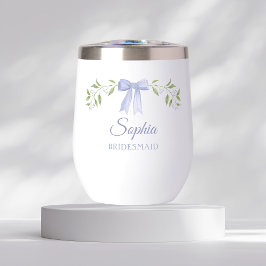 Elegant Dusty Blue Bow Name Bridesmaid Vorschlag