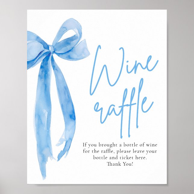Elegant Dusty Blue Bow Raffle Game Sign Poster (Vorne)