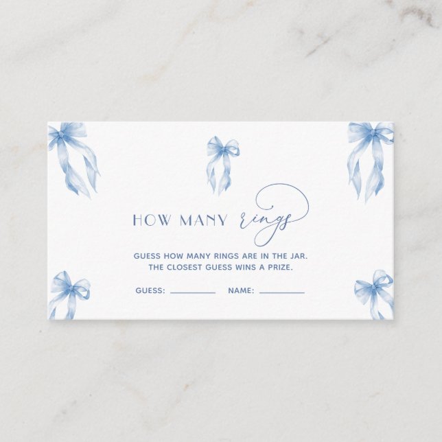Elegant Dusty Blue Bow rät wie Rings Game Begleitkarte (Vorderseite)