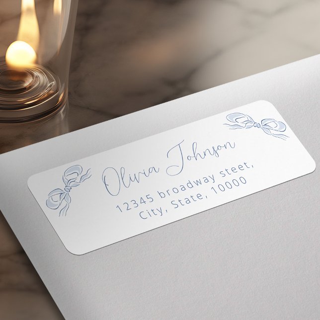 Elegant Dusty Blue Bow Rücksendeadresse (Elegant Dusty Blue Bow Return Address Label)