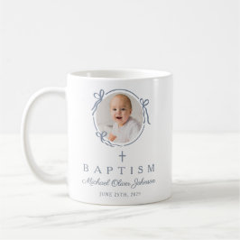 Elegant Dusty Blue Boy Photo Baptism Kaffeetasse