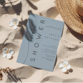 Elegant Dusty Blue Bridal Dusche Einladung