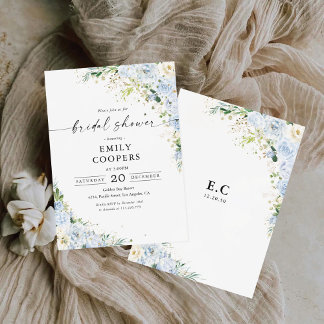 Elegant Dusty Blue Bridal Shower Invitation Einladung