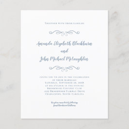 Elegant Dusty Blue Budget Chic Hochzeitseinladung