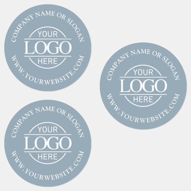 Elegant Dusty Blue Business Logo Promotional Etiketten (Gruppe)