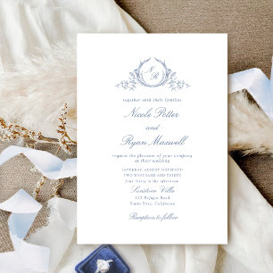 Elegant Dusty Blue Calligraphy Dusty Blue Wedding Einladung