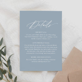 Elegant Dusty Blue Calligraphy Wedding Details RSVP Karte