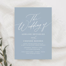 Elegant Dusty Blue Calligraphy Wedding