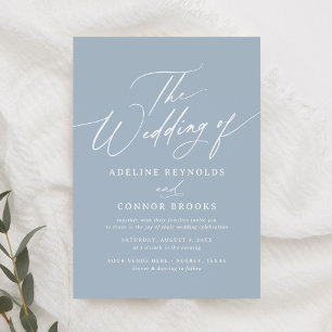 Elegant Dusty Blue Calligraphy Wedding Einladung