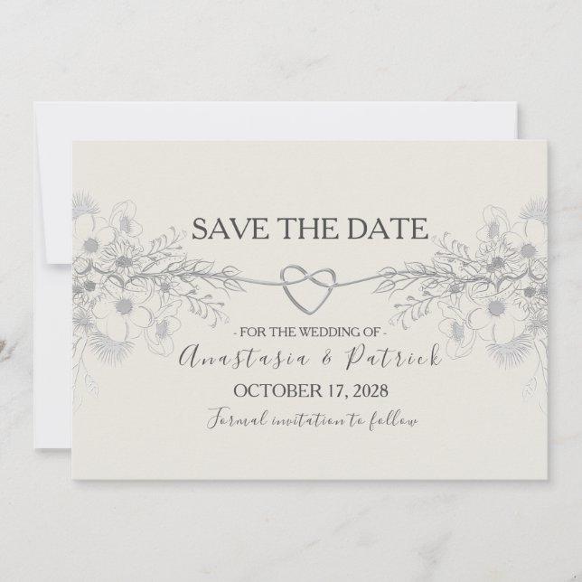 Elegant Dusty Blue Calligraphy Wedding Save The Date (Vorderseite)