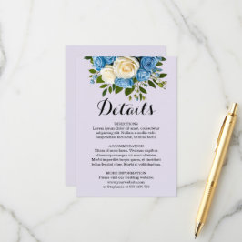 Elegant Dusty Blue Champagne Wedding Details Begleitkarte