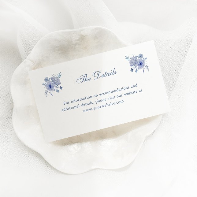 Elegant Dusty Blue Chinoiserie | Angaben zur Hochz Begleitkarte (Von Creator hochgeladen)