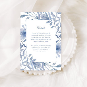 Elegant Dusty Blue Chinoiserie Angaben zur Hochz Begleitkarte