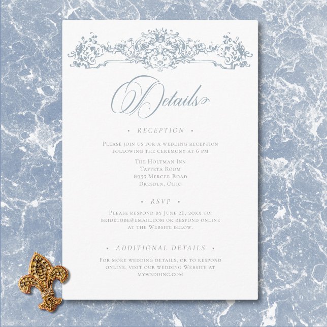 Elegant Dusty Blue Chinoiserie Cherub Wedding Begleitkarte (Elegant Dusty Blue Chinoiserie Cherub Wedding Enclosure Card)