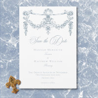 Elegant Dusty Blue Chinoiserie Cherub Wedding