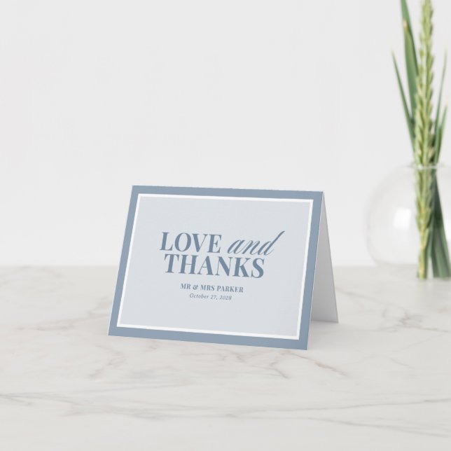 Elegant Dusty Blue | Classic Luxe Wedding Dankeskarte (Vorderseite)