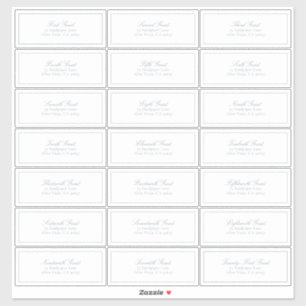 Elegant Dusty Blue Classic Script Guest Address Aufkleber