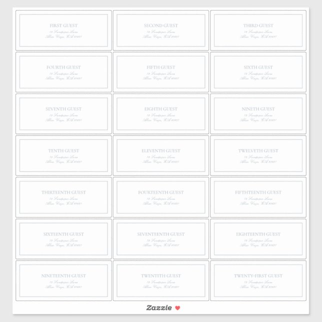 Elegant Dusty Blue Classic Script Guest Address Aufkleber (Blatt)