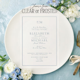 Elegant Dusty Blue Classic Script Monogram Wedding Acryleinladungen