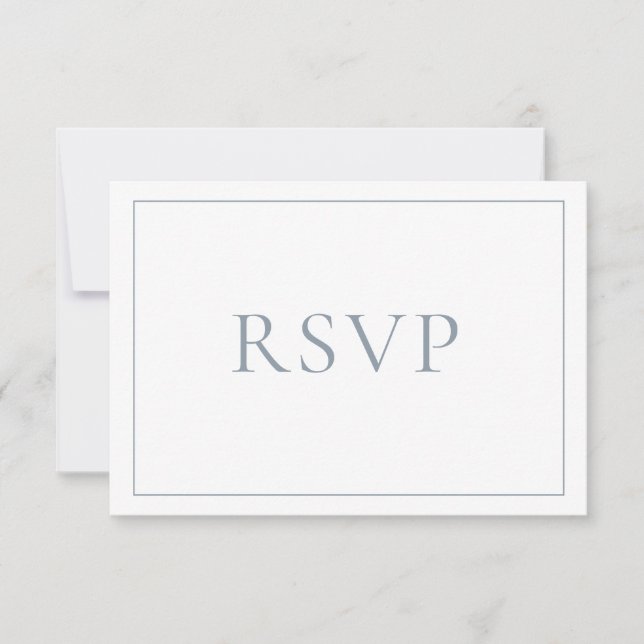 Elegant Dusty Blue Classic Script UAWG RSVP Karte (Vorderseite)