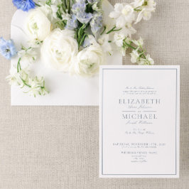 Elegant Dusty Blue Classic Script Wedding Einladung