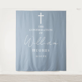 Elegant Dusty Blue Confirmation Foto Hintergrund Wandteppich