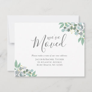 Elegant Dusty Blue Eukalyptus Moving Ankündigung