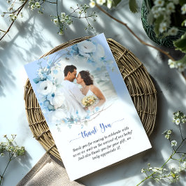 Elegant Dusty Blue Floral Baby Shower Dankeskarte